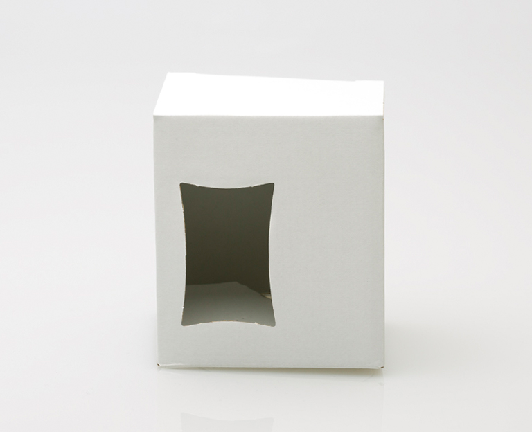 Werbeporzellan Tassenverpackung - Weiße Einzelkartonage mit Fenster